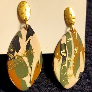 Belk Camo Design Multicolor Dangle Earrings.  New